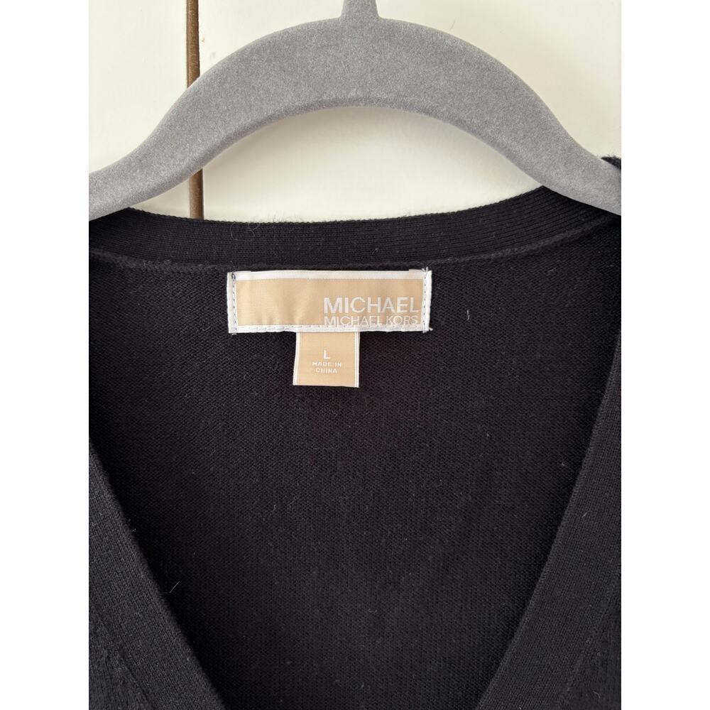 Michael Kors Cardigan Womens Large Black 3/4 Sleeve Button Front Knit Sweater - Picture 5 of 6